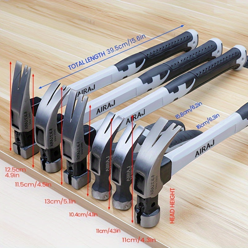 High-Carbon Steel Claw Hammer with Anti-Slip Grip for Industrial and Home Use Short or Long Handle