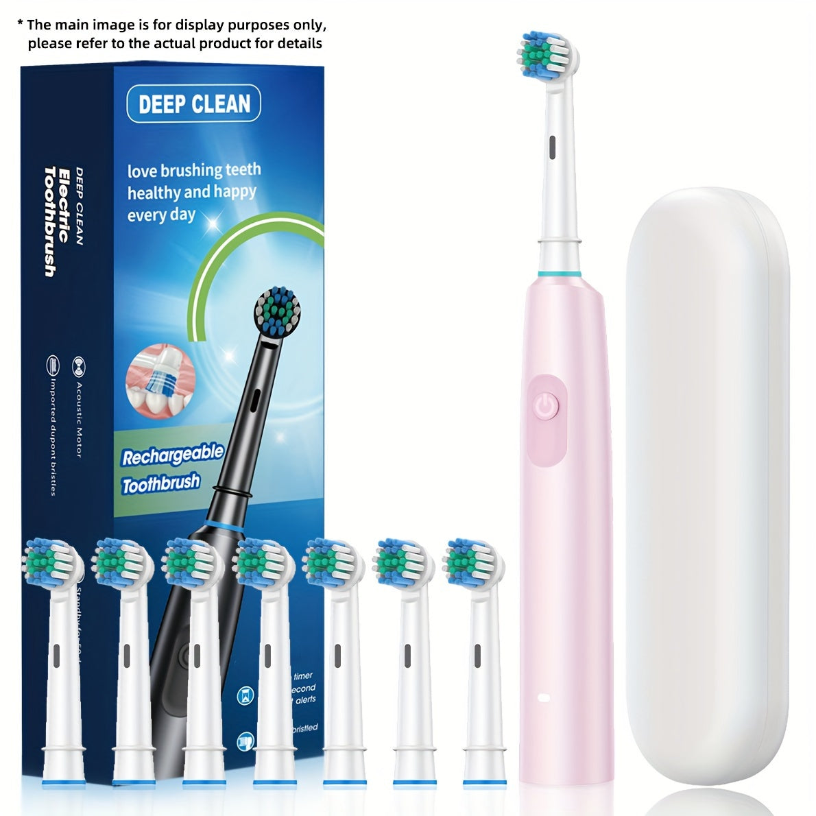 Rechargeable Electric Toothbrush for Sensitive Gums with 8 Brush Heads and Travel Case