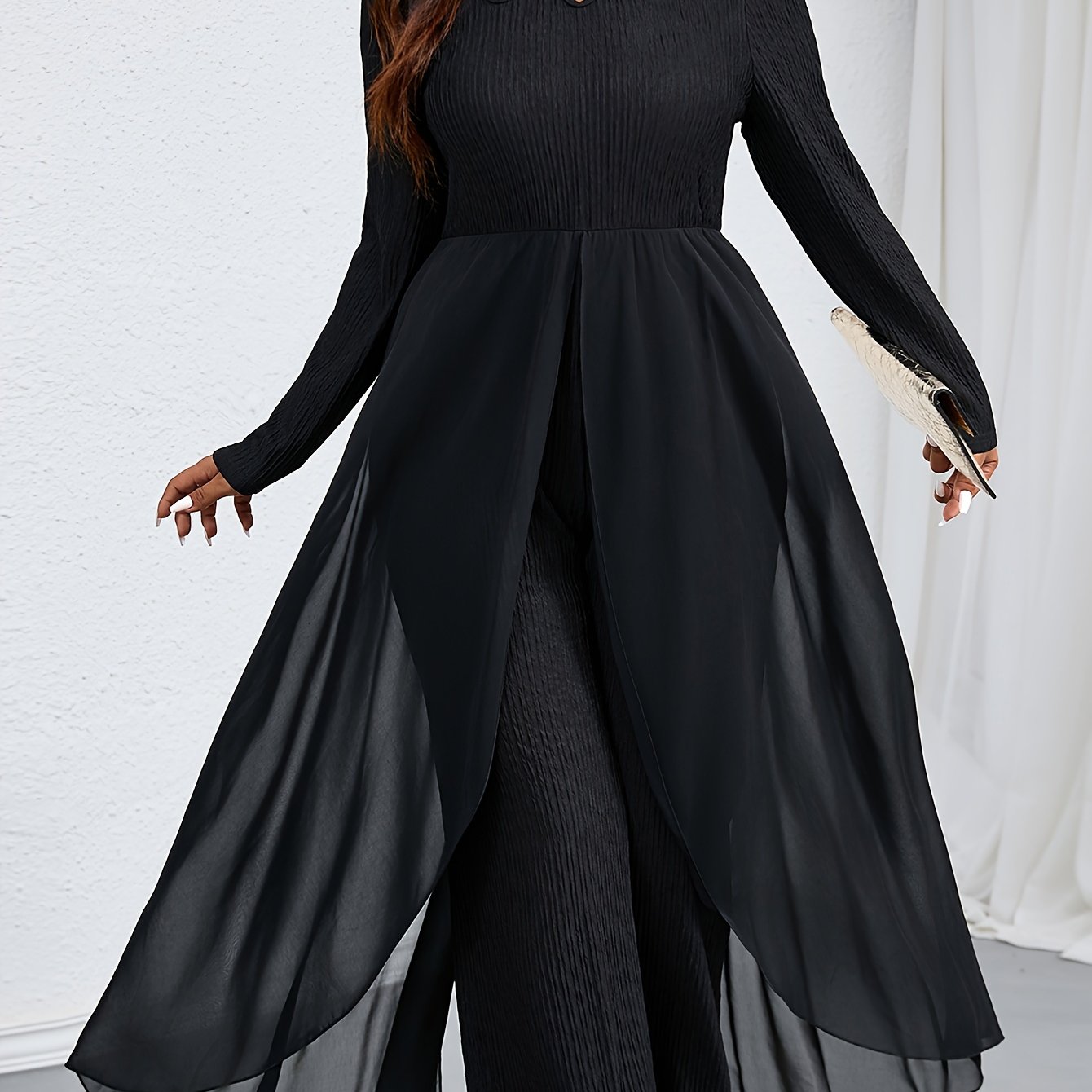 Mono de camiseta de talla grande para mujer, poliéster, punto, color sólido, otoño e invierno