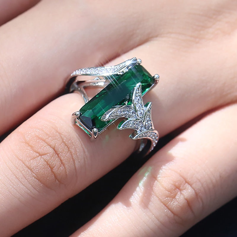 Women's Square Rainbow Topaz Silver Plated Ring Jewelry Gift