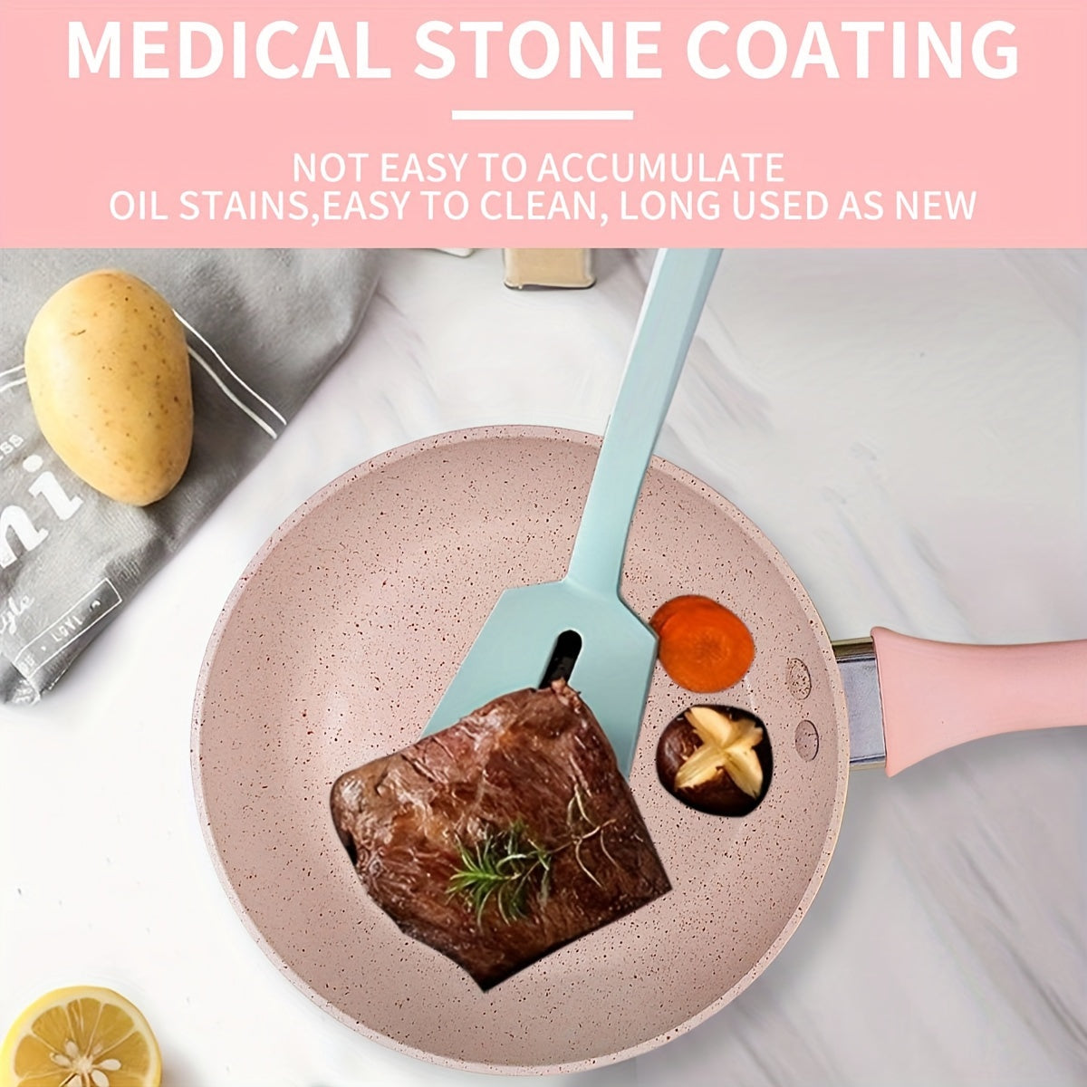 Pushti yopishqoq bo'lmagan mini qovurish panasi, Maifan tosh qoplamasi bilan, 16.0 sm - Qalinlashtirilgan alyuminiy skovorodka, tuxum va steak uchun idish-tovoq tozalash mashinasida yuvish mumkin - Gaz va induksion pechlar uchun ideal