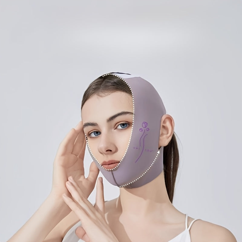 V-Line Chin Up Mask with Graphene Jaw Exerciser for Slimming Face - Lilac