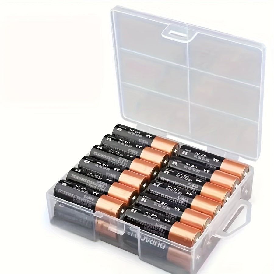 Battery Organizer Box Holds 24 AA AAA Batteries Durable Portable Space-Saving
