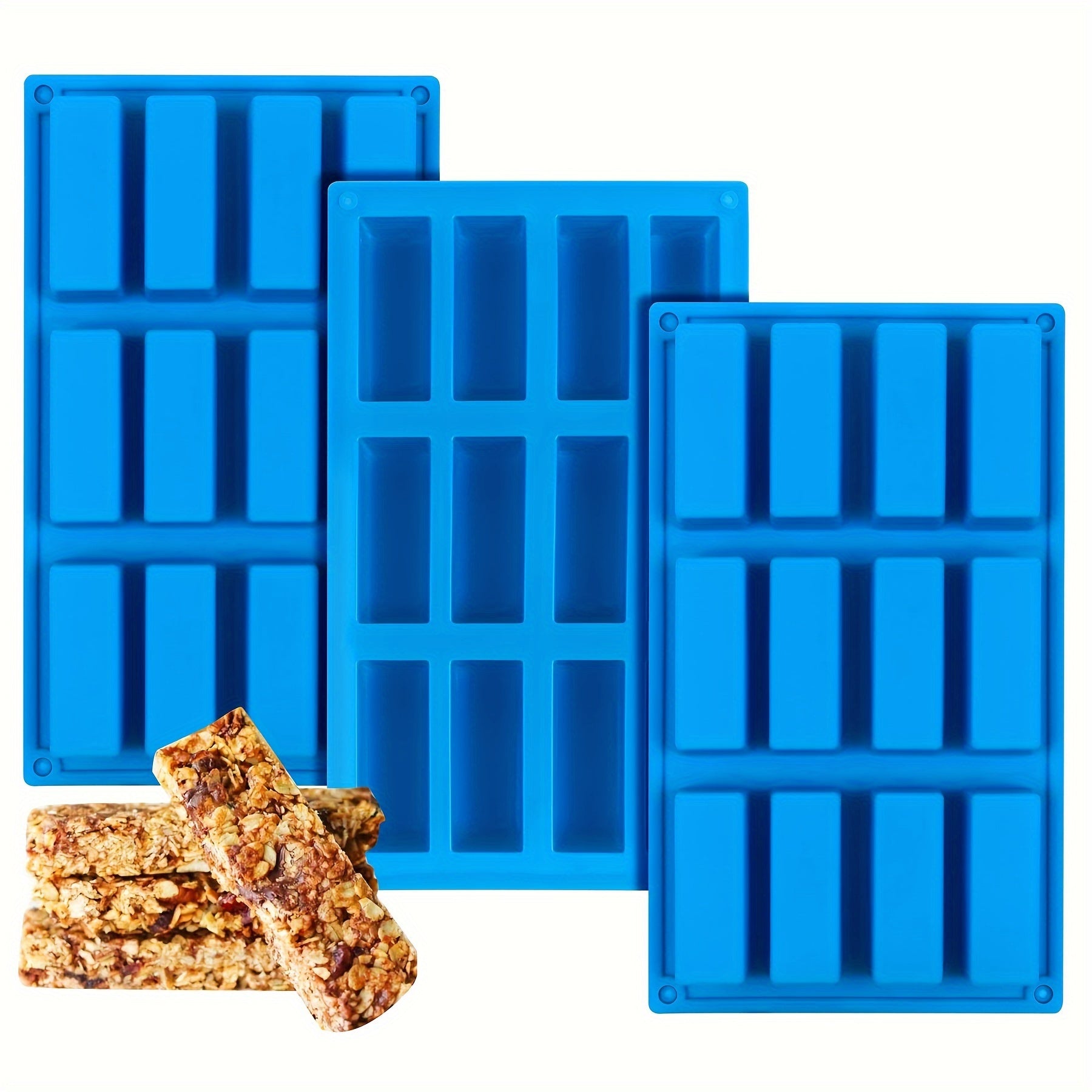 Silicone Mold 12-Cavity Large Rectangles for Energy Bars, Chocolate, Bread