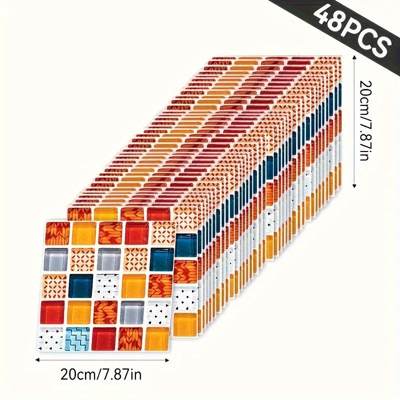 24-48Pcs Marble Self-Adhesive Wall Stickers for Bedroom Bathroom Decor