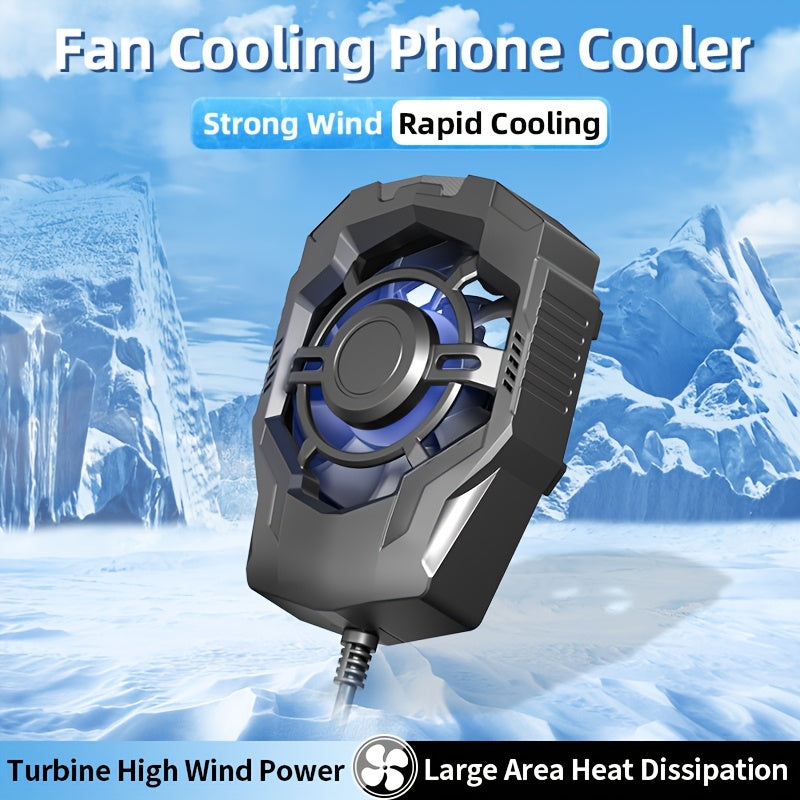 USB Powered Gaming Cell Phone Cooling Fan with Silent Operation and Blue LED Lights