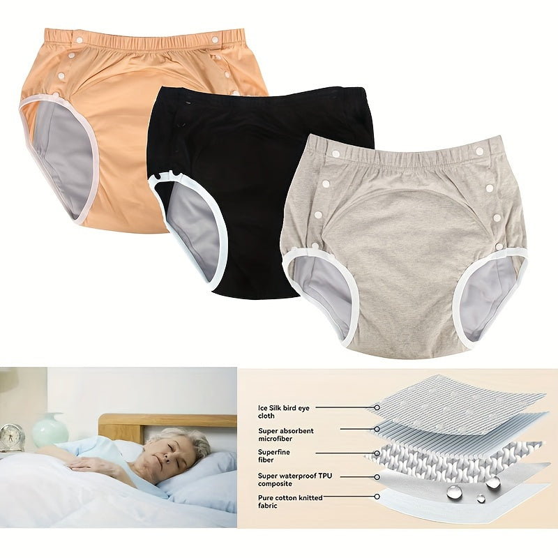 Unisex Adult Reusable Cotton Diapers with Snap Closure for Seniors Multiple Sizes