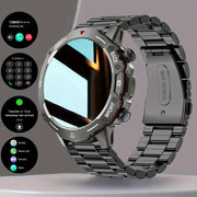 Men's Smartwatch Stainless Steel Band Fitness Tracker with Voice Call and Sports Modes