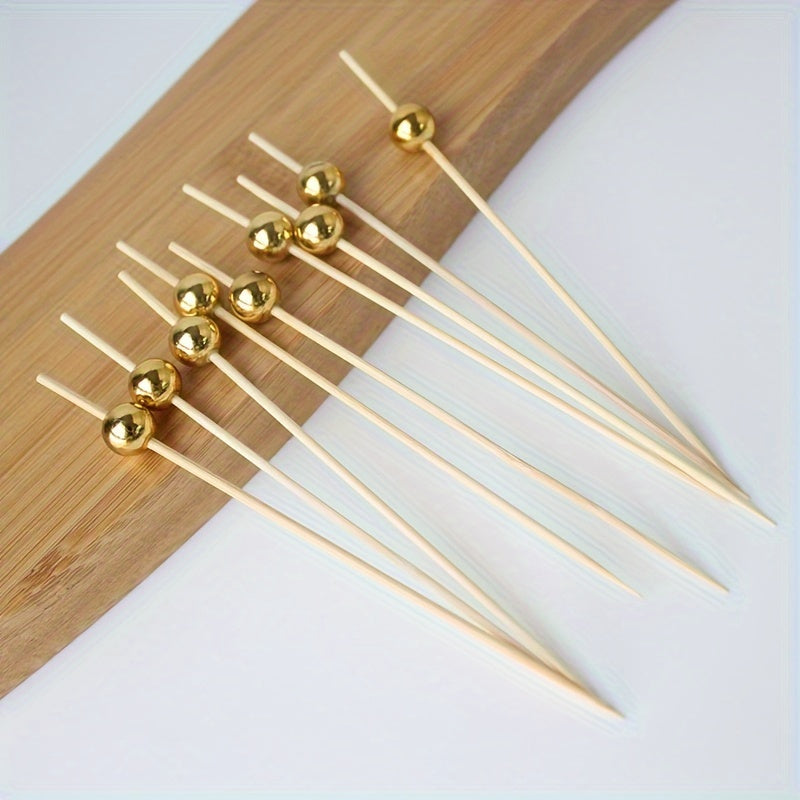 Bamboo Pearl Skewers for Party Decorations 50 Pack