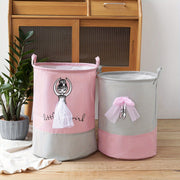 Kids Girls Collapsible Fabric Laundry Hamper with Handles for Toys Clothes and Books