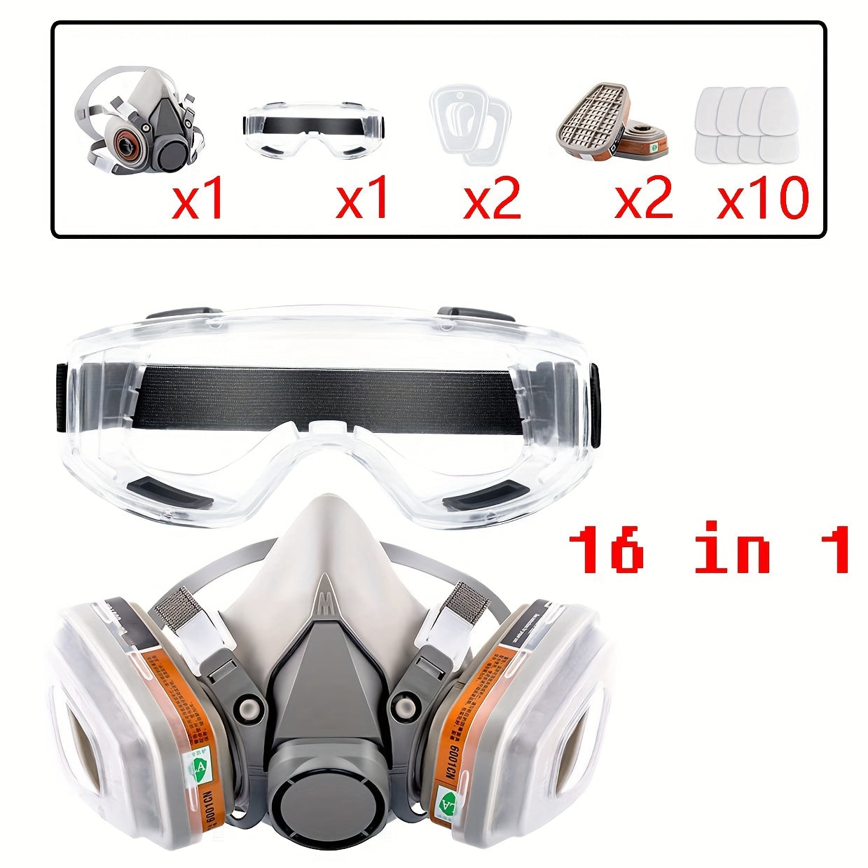 26-in-1 Reusable Dust Mask with Safety Glasses Silicone Recyclable for DIY and Woodworking