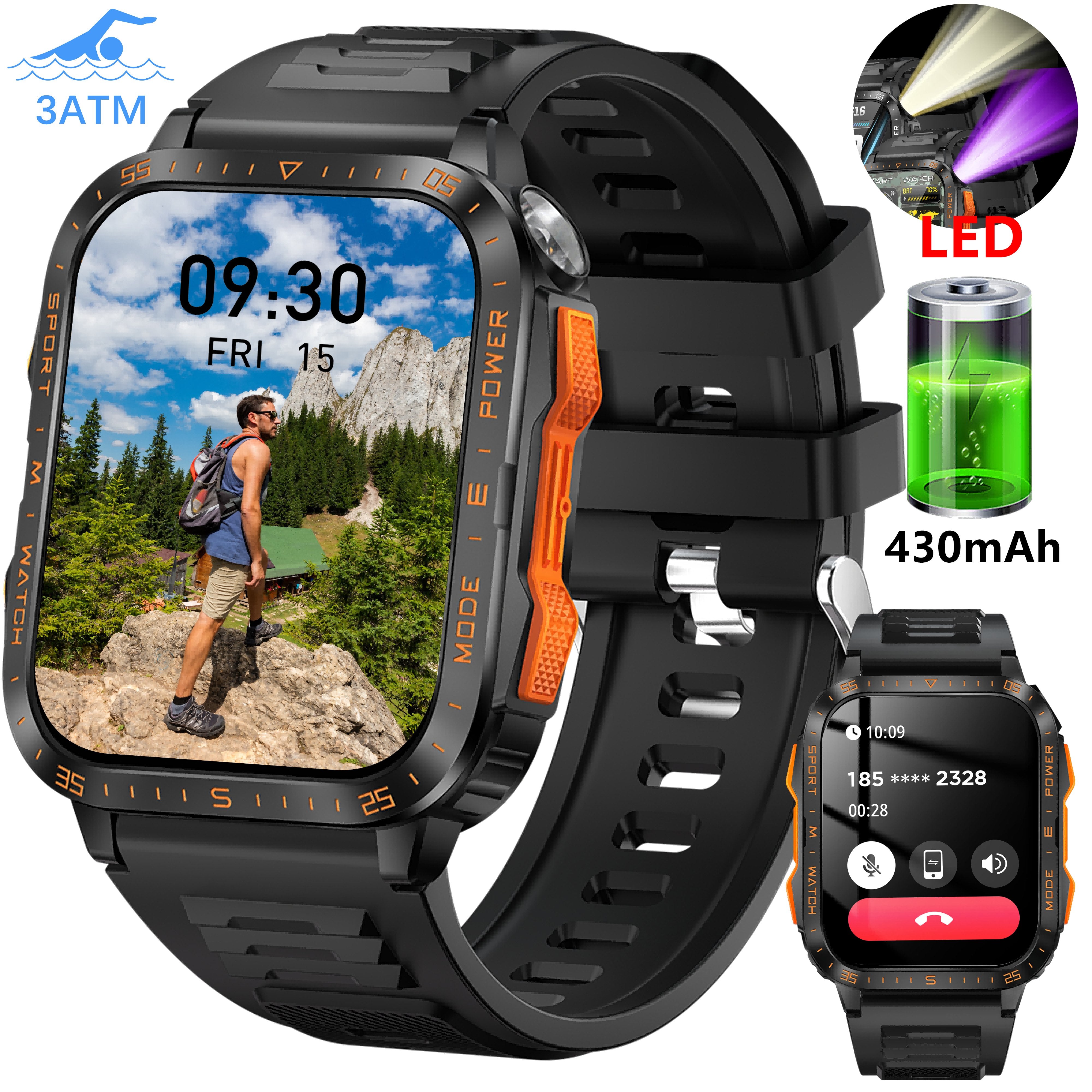 HD 4.98cm Smartwatch with 100+ Sports Modes AI Voice Assistant Sleep Monitoring Fitness Tracker for iOS Android