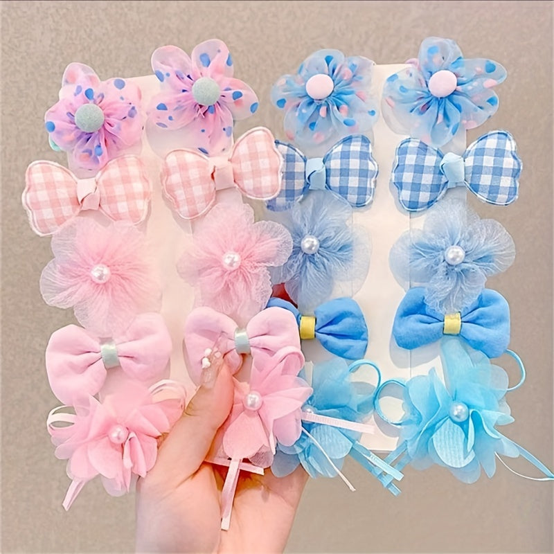 Girls Flower Hair Clips Set 10 Cute Lace Hair Accessories for Summer Outings