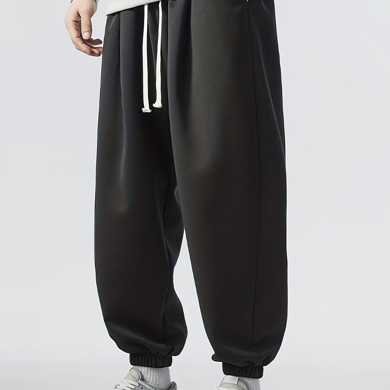 Plus Size Men's Loose Fit Striped Sweatpants Polyester Blend Elastic Waist Drawstring All-Season Casual