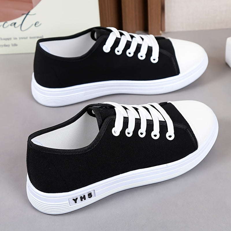 Women's White Low-Top Sneakers with Breathable Fabric and Rubber Sole