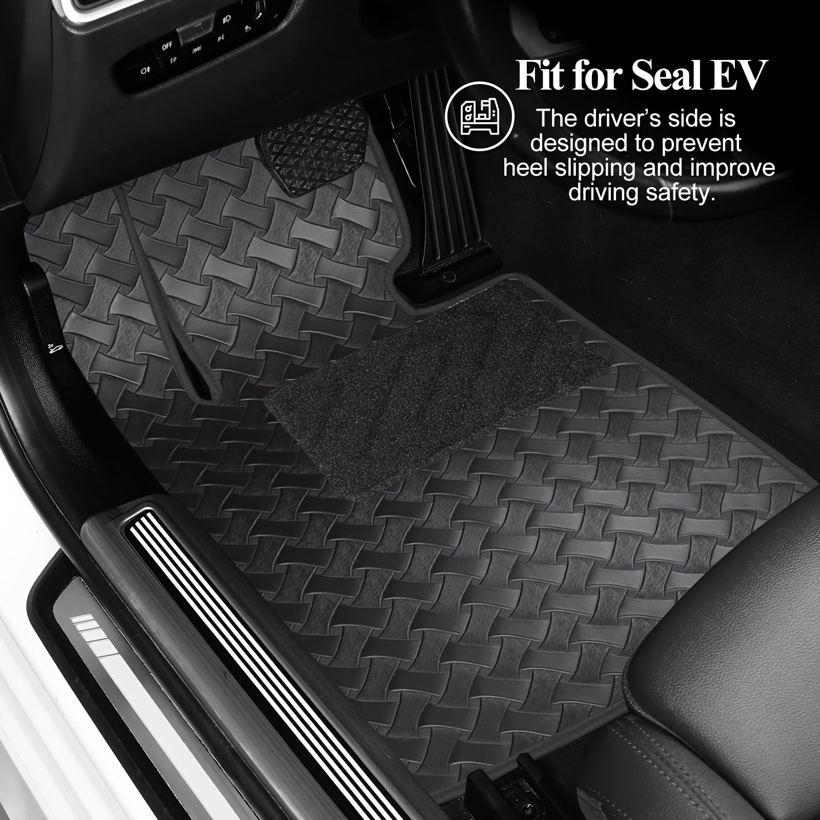 Универсальные нескользящие износостойкие коврики для пола автомобиля черные с текстурой, прочная защита