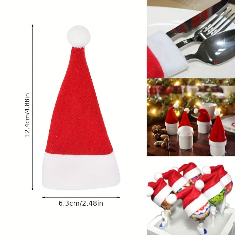 Mini Santa Hat Cutlery Holders for Christmas Dinner Decorations 5/10/20 Pcs Red