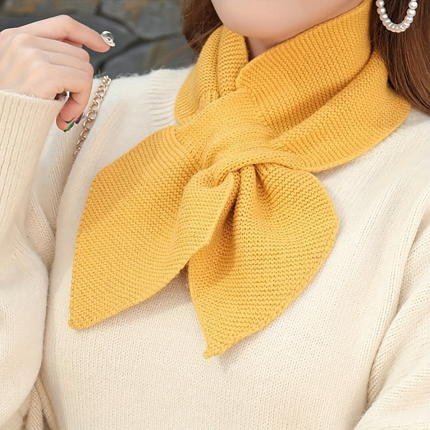 Ayollar uchun qattiq rangli to'qilgan o'zaro bog'langan sharf, qishki issiq aksessuar