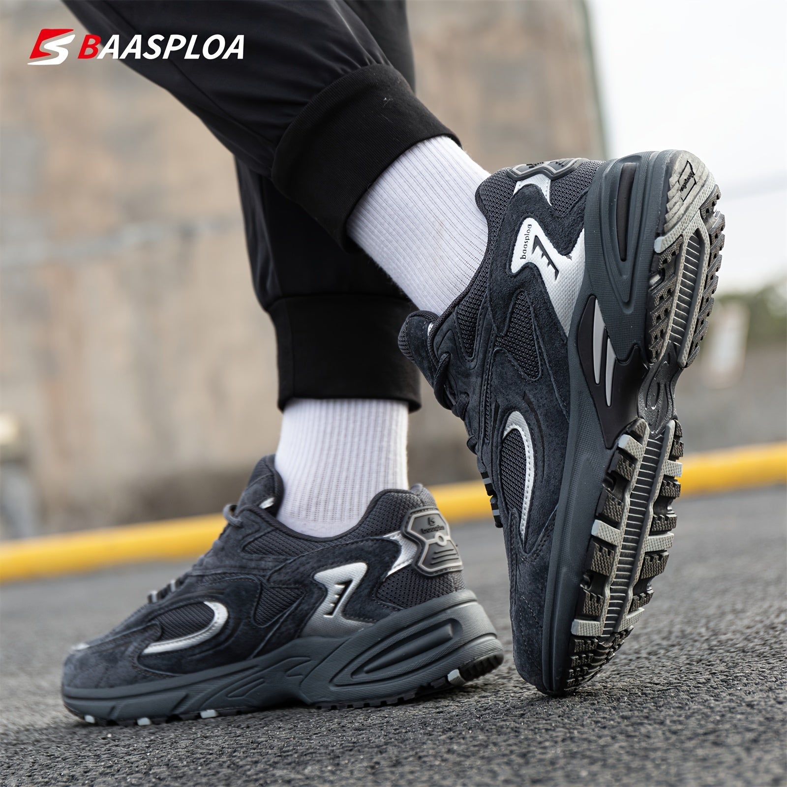 Erkaklar uchun zamonaviy retro qalin poyabzal, sirpanmaydigan bog'ichli dizayn, ochiq havoda faoliyatlar uchun mukammal.