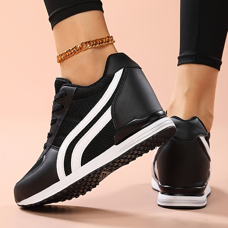 Ladies Casual Sneakers White Black Mesh TPR Sole All-Season Comfort