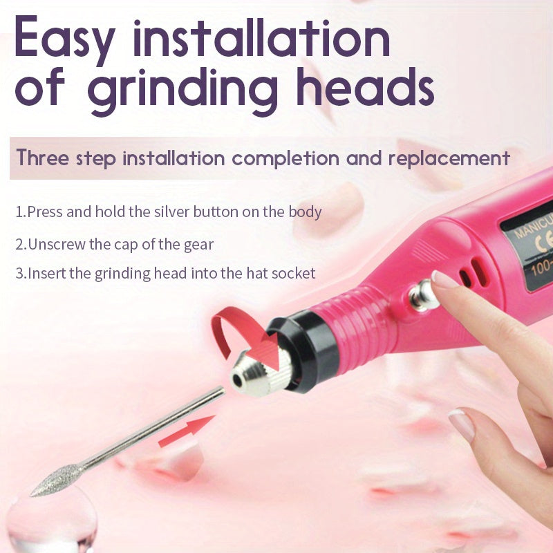 USB-заряжаемый набор для маникюра с гипоаллергенными насадками и аксессуарами для профессионального использования, для маникюра, педикюра и ухода за ногами.