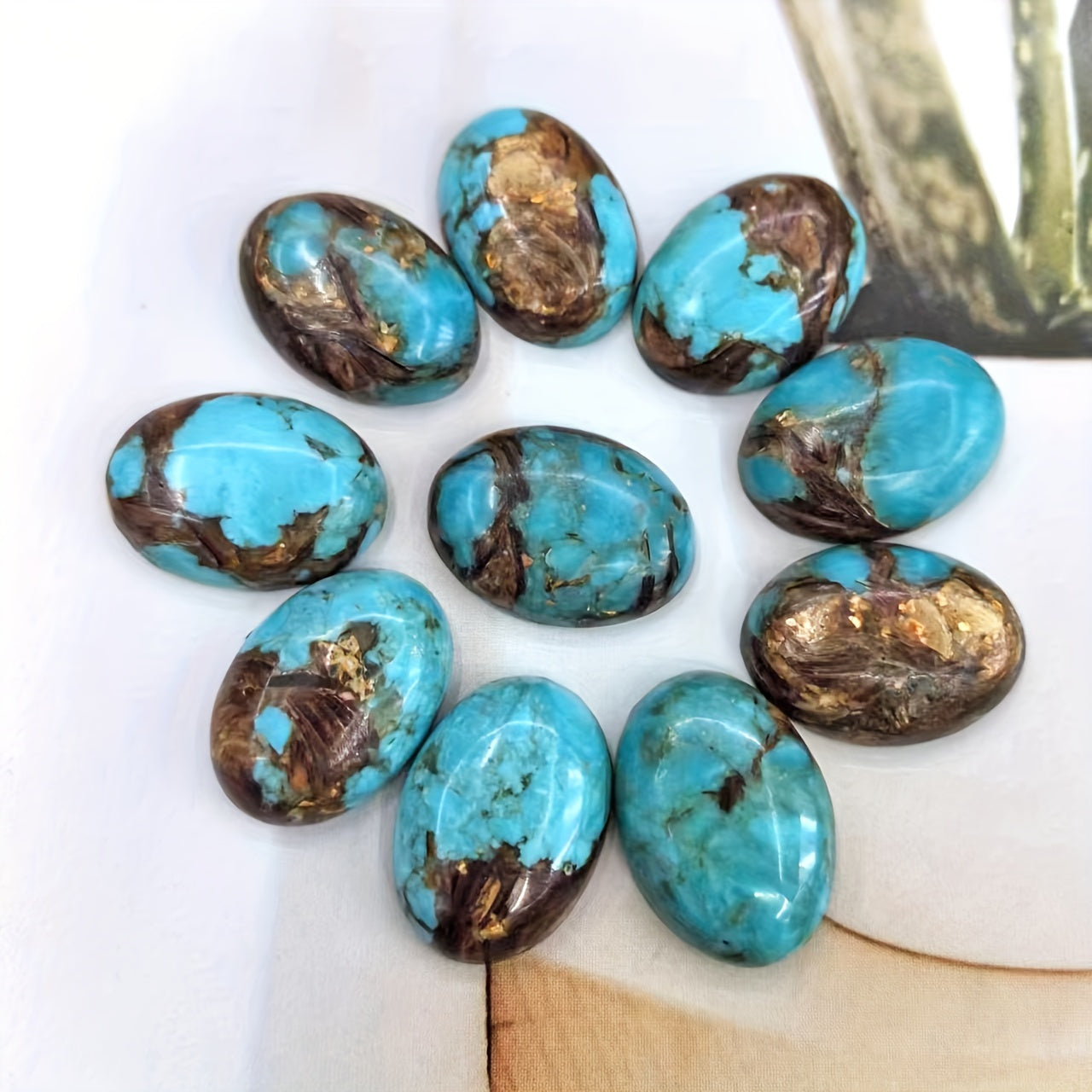 10 Pieces Bohemian Natural Oval Stones for Jewelry Making and Decoration