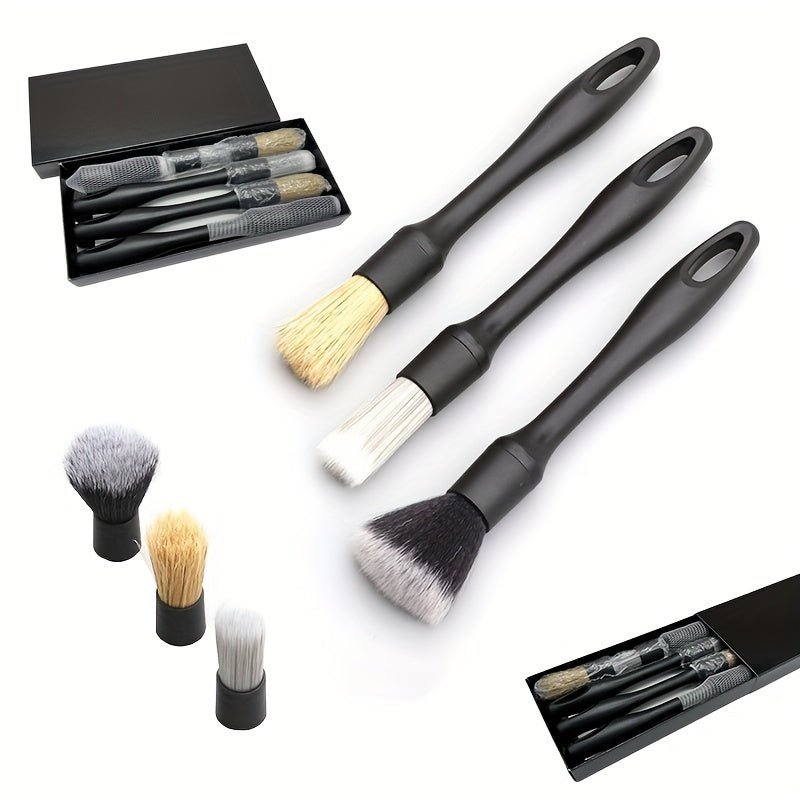 Набор щеток для деталей автомобиля 3 шт. Мягкая щетина, инструменты для очистки колес и интерьера