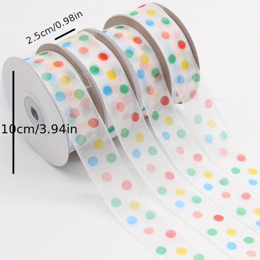 Polka Dot Satin Ribbon for Gifts and Baking, Holiday and Birthday Decor