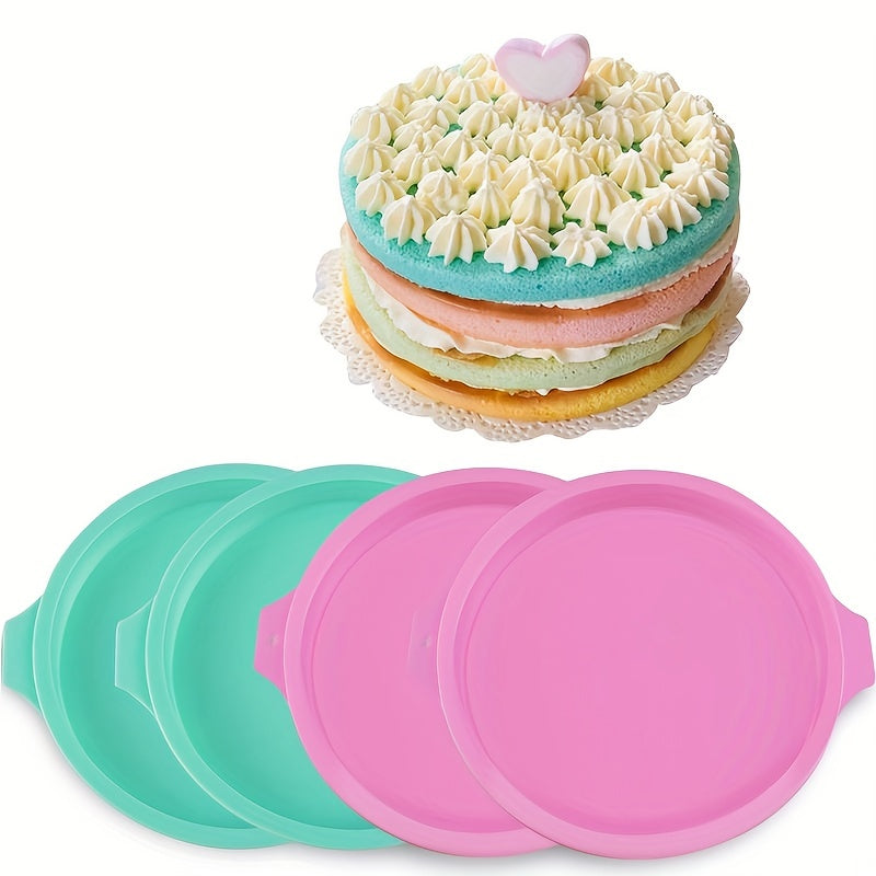 Set of 4 Silicone Cake Molds Round Non-Stick Baking Tools for Cakes and Pastries