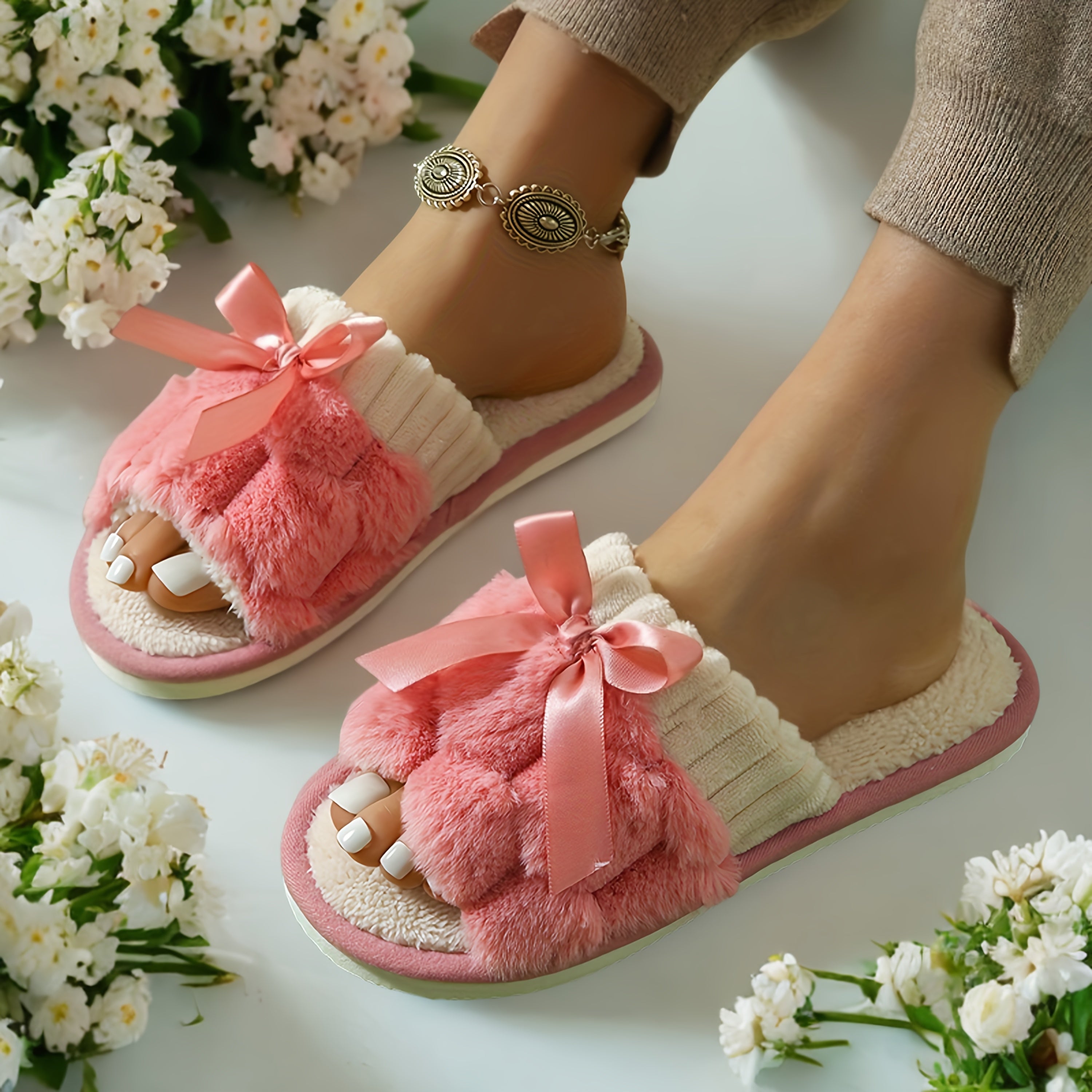 Women's Slip-On Sandals Cushioned EVA Sole Soft Fabric Indoor Outdoor Beige