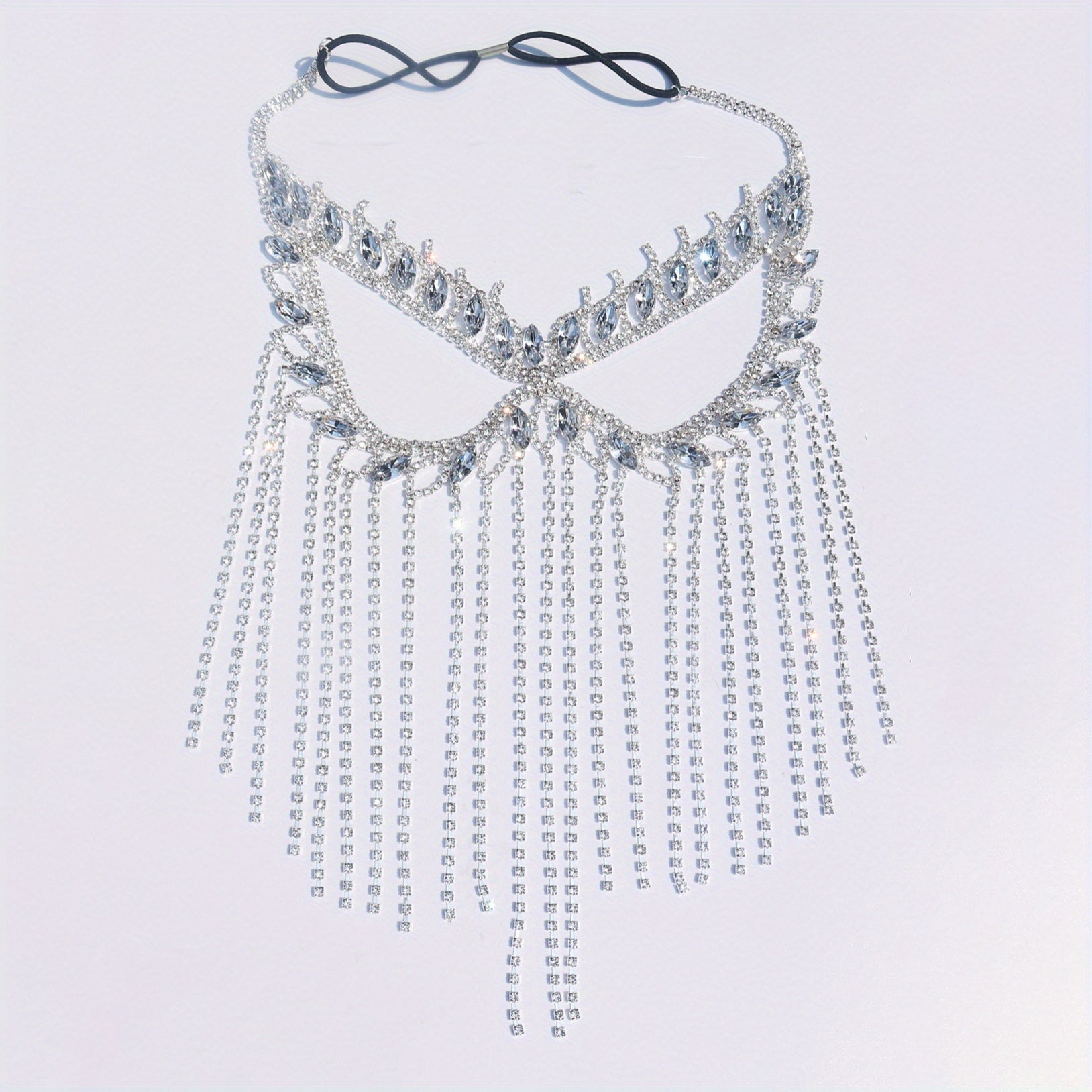 Masquerade Mask with Long Tassel Rhinestones for Bridal Wedding Accessories