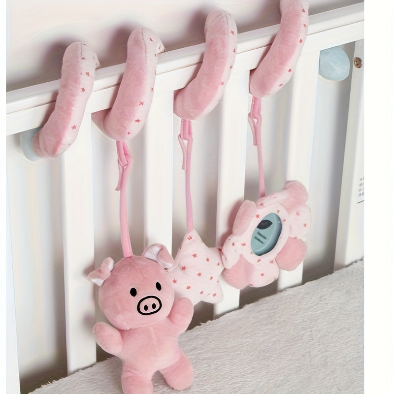 Black and White High-Contrast Spiral Hanging Toy for Babies Up to 12 Months Soft Sensory Activity for Strollers Car Seats Cribs