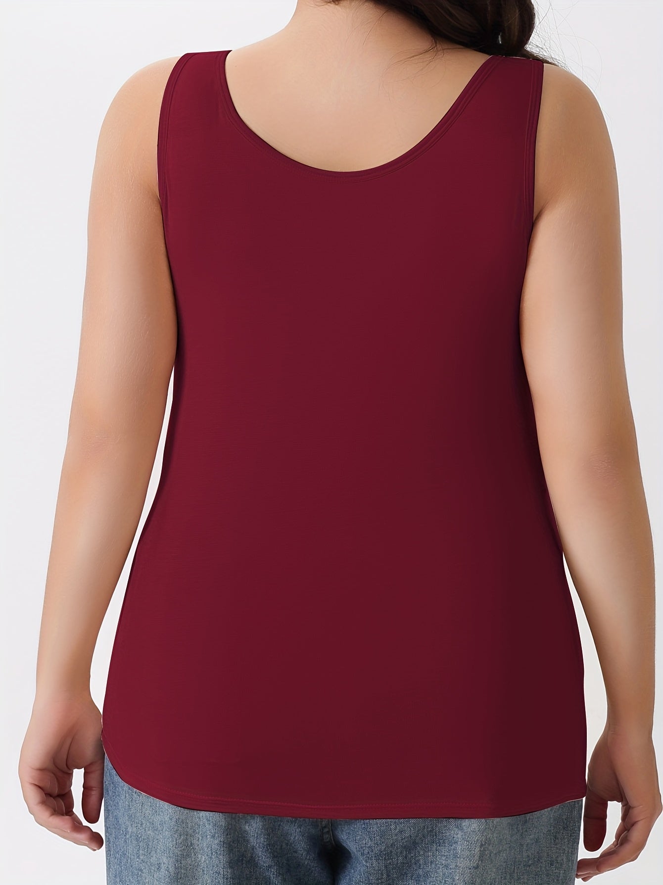 Plus Size Women's Wide Strap Tank Top with Built-In Bra Casual All-Season