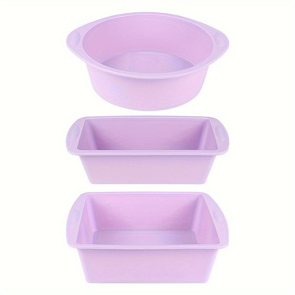 Silicone Baking Set 3 Pieces Nonstick Heat Resistant Cake Pans Loaf Mold