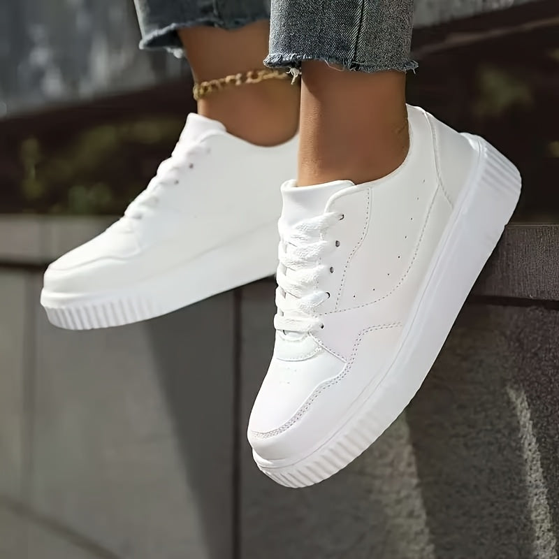 Women's Lightweight Breathable White Low-Top Sneakers Casual Walking Shoes