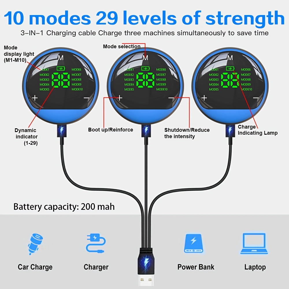 10-in-1 Muskula Massageri 29 ta kuchlanish darajasi bilan, qayta zaryadlanadigan litiy batareyasi bilan, qo'llar, oyoqlar, orqa va bel uchun