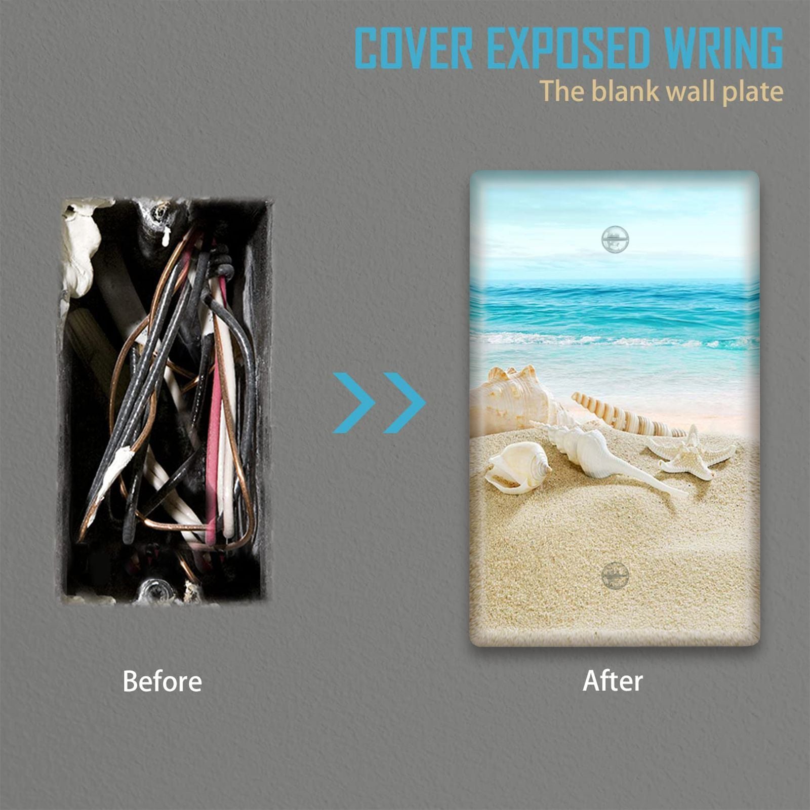 Unbreakable Conch Beach Printed Single Rocker Light Switch Cover Dual Hole Easy Twist Installation