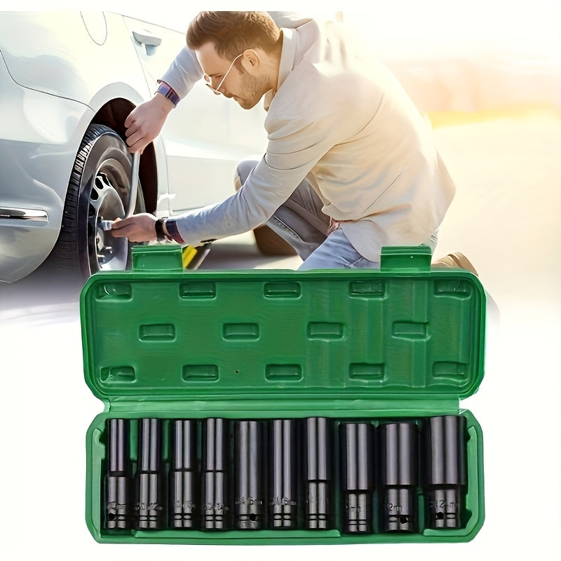 10 Piece Socket Set 1/2 Inch Assortment Kit Hexagon Long Sockets for Automotive