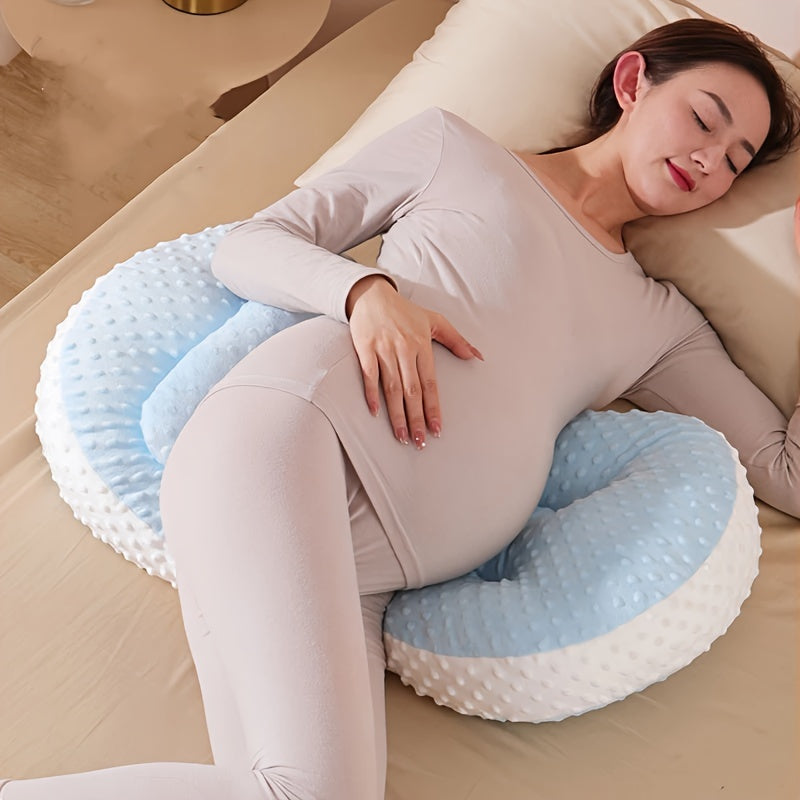 Adjustable U-Shaped Maternity Pillow with Cotton Cover for Side Sleeping and Belly Support