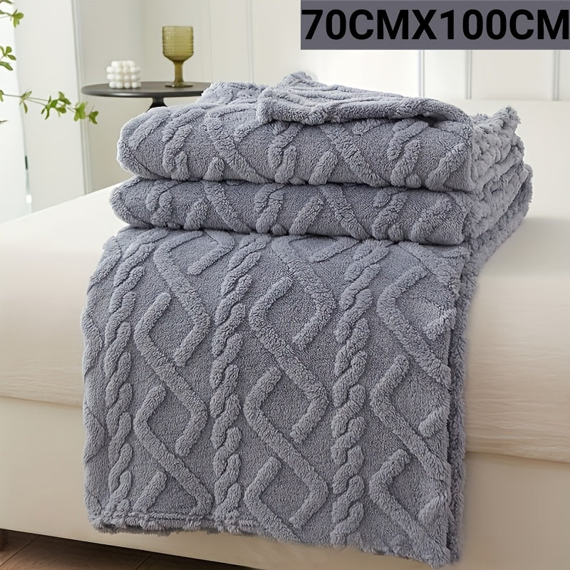 Lamb Fleece Blanket Soft Cozy Flannel Throw for Bed Couch Travel 100% Polyester