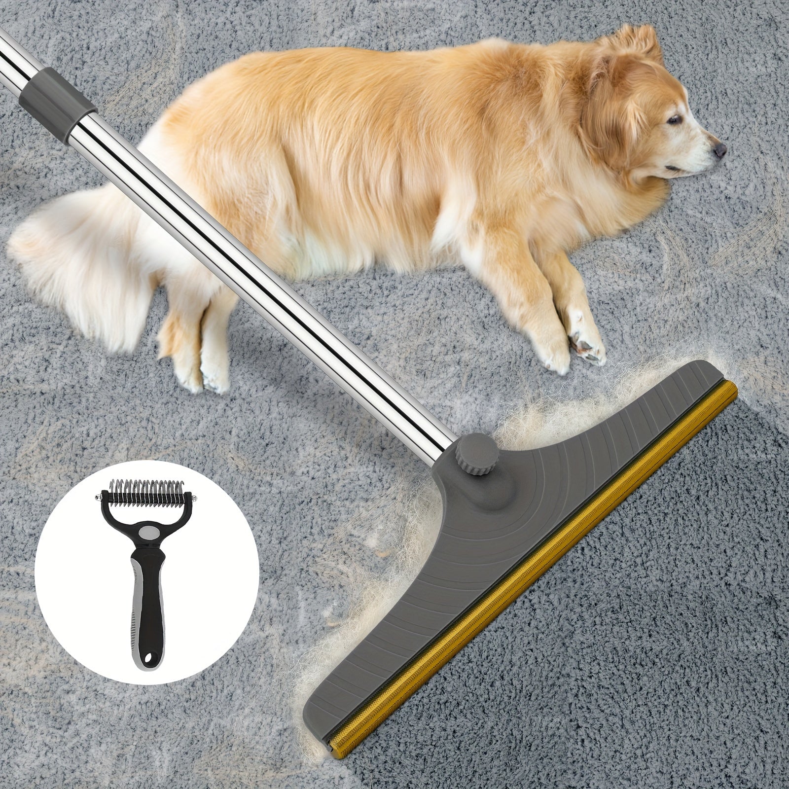 Adjustable Dog Deshedding Brush Plastic Metal No Battery