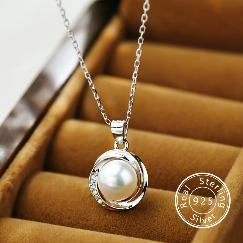 Women's Freshwater Pearl Necklace Silver S925 Pendant Elegant Jewelry