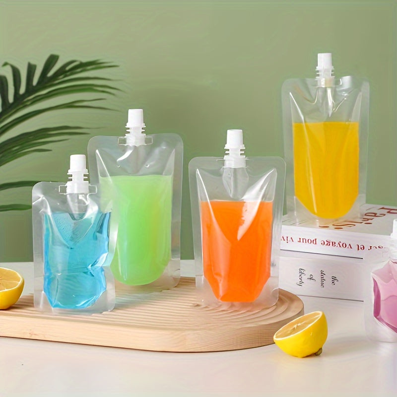 50 Transparent Nozzle Bags for Beverage Packaging Self-Sealing Plastic Bags