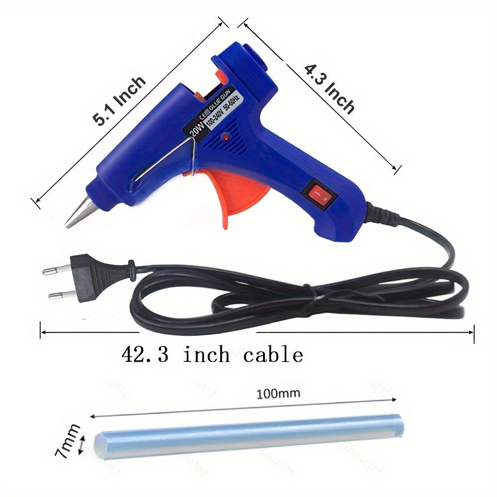 20W Hot Glue Gun with 20 Glue Sticks, Lightweight Handheld, Suitable for Crafts and Repairs
