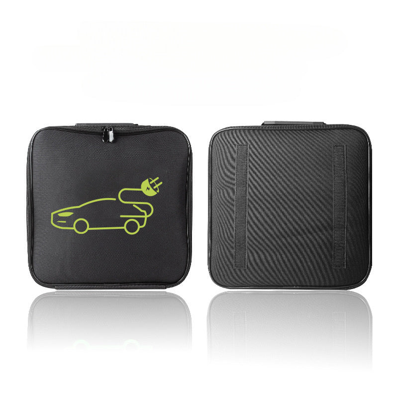 Waterproof Polyester EV Charger Storage Bag Portable Organizer with Green Car Outline