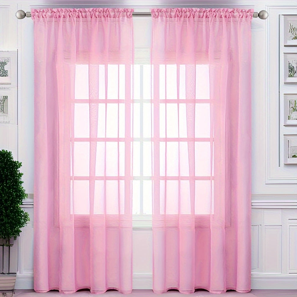 Sheer Polyester Curtain Panel for Bedroom and Living Room Light and Airy Fabric Rod Pocket Top