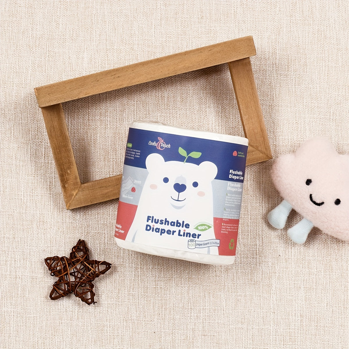 Set of 2 Bamboo Baby Diaper Liners Flushable Compostable Biodegradable