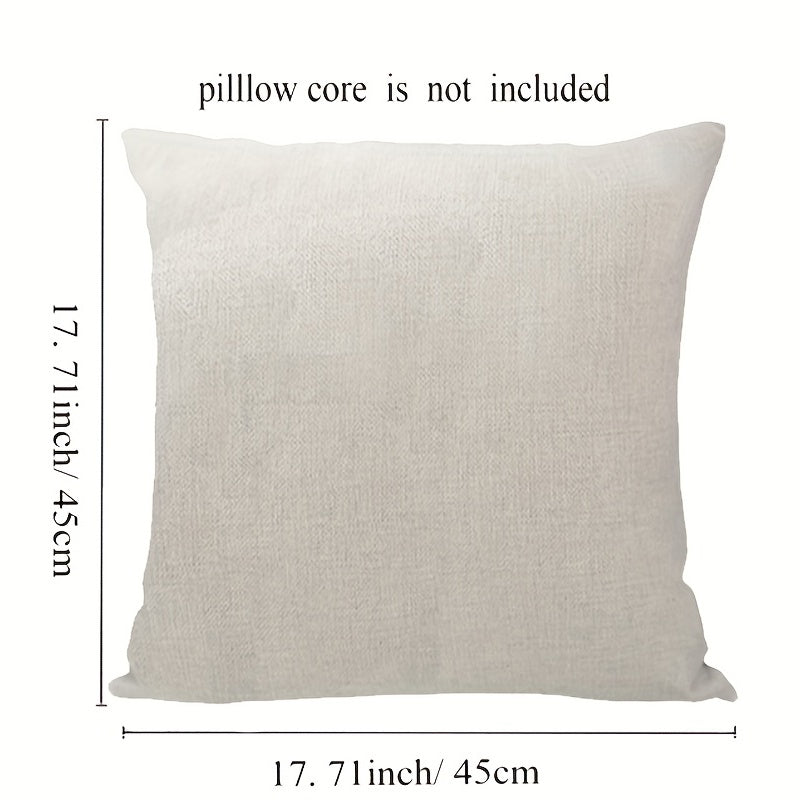 Six Piece Set White Linen Throw Pillow Covers 45x45cm for Sofa Cushions