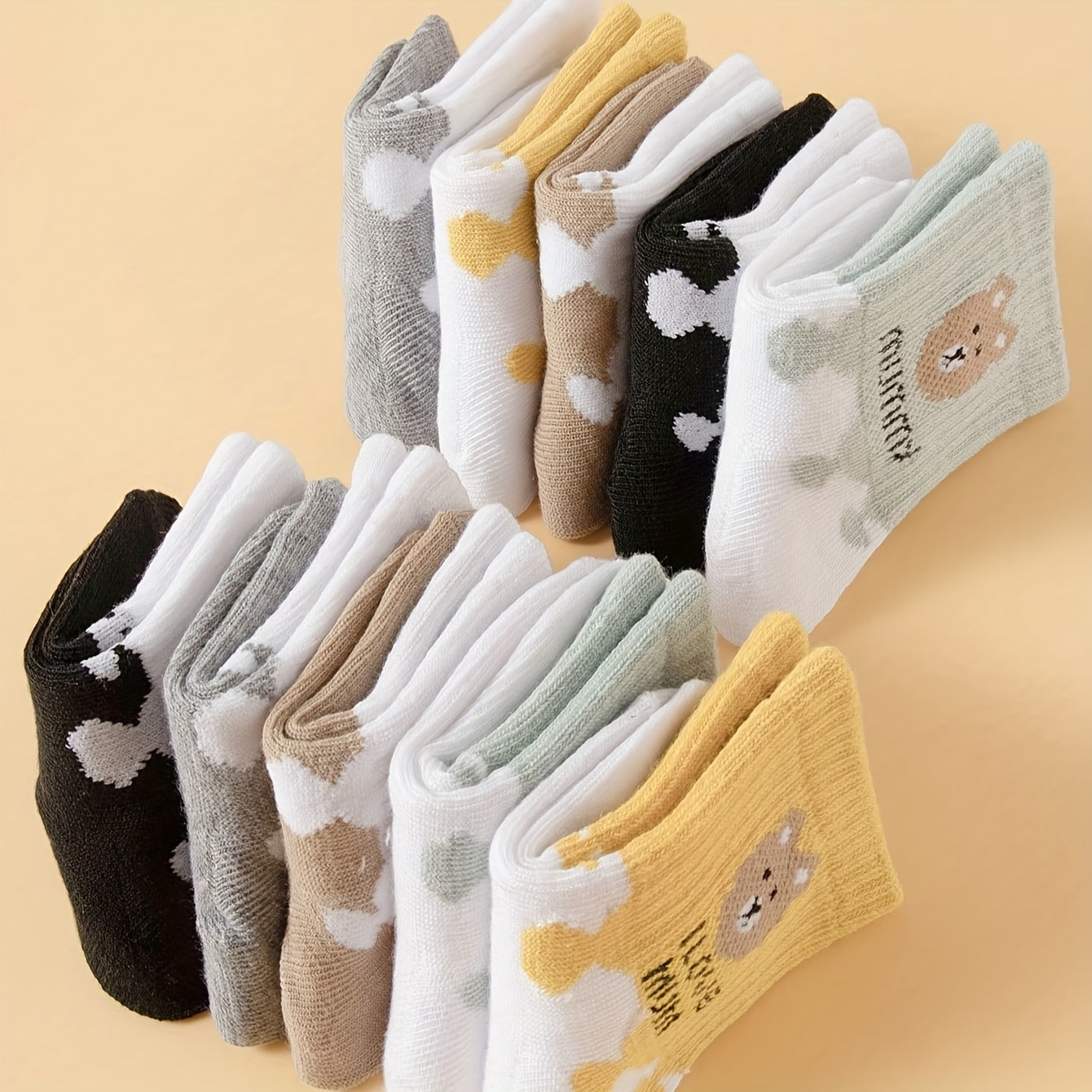 Baby Socks 10 Pairs for Infants All-Season Knit Animal Pattern Knee-Length