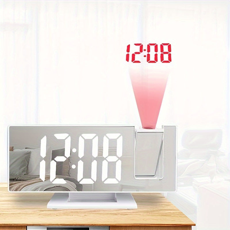 3D LED Mirror Clock with USB Power Temperature Display Auto Brightness Black Digital Bedroom Living Room